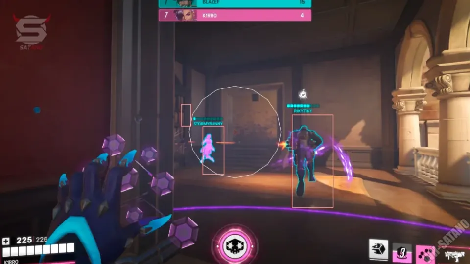 Overwatch 2 ESP overlay with enemy hero boxes and health bars